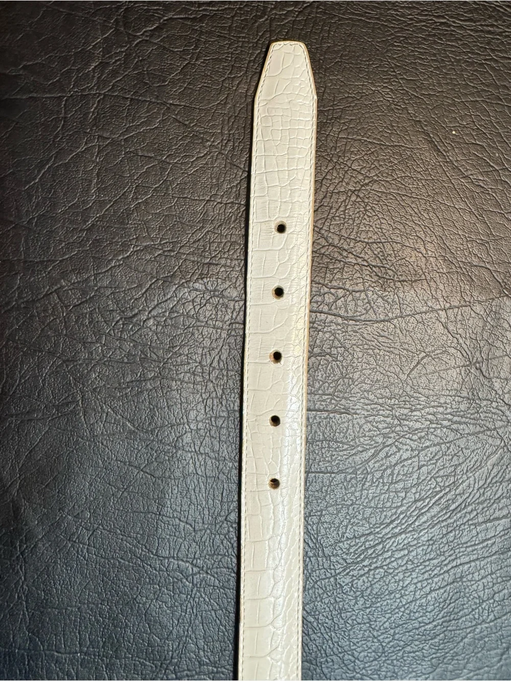 Brighton Reversible Croc Embossed Leather Belt Ivory Tan Silver Buckle L 34
